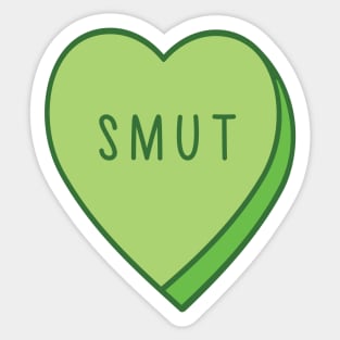 Bookish Smut Candy Heart Tropes Book Lover Green Sticker